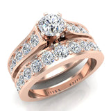 Riviera Wedding Ring Bridal Set Round Cut 1.80 carat 18K Gold-G,VS - Rose Gold