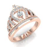 Fashion Princess Tiara Crown Diamond Ring 0.50 carat total weight Band Style 14K Gold (G,SI) - Rose Gold