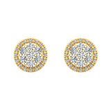 Halo Cluster Diamond Earrings 0.48 ct 14K Gold-I,I1 - Yellow Gold