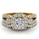 Wedding Ring Set Accented Diamond Loop Shank 1.00 - 1.05 ctw Carat 14K Gold-G,SI - Yellow Gold