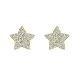 Star Shape Diamond Cluster Stud Earrings 0.50 ct 14K Gold-I,I1 - Yellow Gold