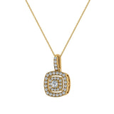 Cushion Twining Dainty Charm Necklace 18K Gold 0.41 Ct-G,VS - Yellow Gold