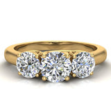 Round Diamond Three Stone Anniversary Wedding Ring in 14K Gold-G,VS2 - Yellow Gold
