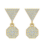 Hexagon Diamond Dangle Earrings 14K Gold-G,SI - Yellow Gold