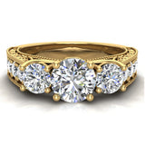 Diamond Engagement Ring 1.75 ct Past Present Future Style 14K Gold-G,SI - Yellow Gold