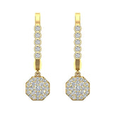 Octagon Diamond Dangle Earrings Drop Style 18K Gold 1.20 ctw-G,VS - Yellow Gold