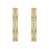 14K Hoop Earrings 21mm Diamond Setting Secure Click-in Lock 0.96 ct-G,SI - Yellow Gold