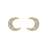 Moon Crescent Shape Pave Diamond Earrings 0.48 ct 14K Gold-G,SI - Yellow Gold