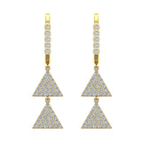 Triangle Diamond Dangle Earrings Dainty Drop Style 14K Gold 0.80 ct-G,SI - Yellow Gold