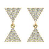 Diamond Dangle Earrings Triangle Pattern Cluster Hour-glass Look 14K Gold 0.63 ctw-I,I1 - Yellow Gold