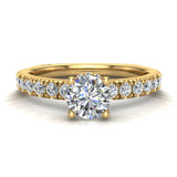 Round Brilliant Diamond Engagement Rings Euro Shank 14K Gold 1.28 ct-I1 - Yellow Gold
