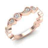 Designer Paisley Milgrain Stacking Diamond Wedding Band 0.28 Ctw 18K solid Gold (G,SI) - Rose Gold