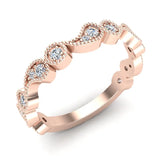 Designer Paisley Milgrain Stacking Diamond Wedding Band 0.28 Ctw 14K solid Gold (G,I1) - Rose Gold