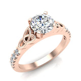 0.90 Carat Art Deco Trinity Knot Solitaire Wedding Ring 14K Gold-G,I1 - Rose Gold