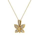 14K Gold Necklace 0.17 ct tw Diamond Butterfly Charm-I,I1 - Yellow Gold