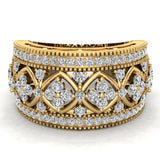 Cocktail Diamond Ring Filigree Style 14K Gold 0.95 ct tw Glitz Design (G,SI) - Yellow Gold