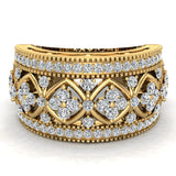 Cocktail Diamond Ring Filigree Style 18K Gold 0.95 ct tw Glitz Design (G,VS) - Yellow Gold
