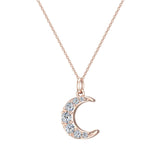 Crescent Dainty Charm Diamond Necklace 18K Gold 0.24 ct-G,SI - Rose Gold