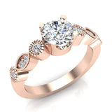 0.93 Carat Vintage Engagement Ring Settings 14K Gold (G,I1) - Rose Gold