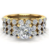 2.07 Ct Shared-Prong setting Wedding Ring Set w/Enhancer Bands 14K Gold-I,I1 - Yellow Gold