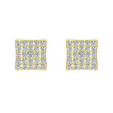 Sharp & Edgy Square illusion plate Stud Earrings 0.48 ct 14K Gold-G,SI - Yellow Gold
