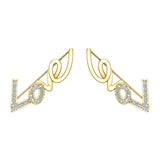0.50 Ct Love vines Ear Climbers Earrings 14k Gold-I,I1 - Yellow Gold