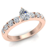GIA Pear brilliant solitaire diamond engagement rings 14K 1 ctw - Rose Gold