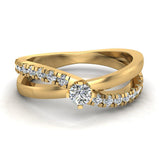 Minimalist Twin Shank Promise Diamond Ring 14K Gold 0.40 CT-I,I1 - Yellow Gold