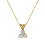 14K Gold Necklace Three Stone Diamond Pendant 0.75 ct-I1 - Yellow Gold