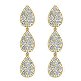 Tear-Drop Diamond Chandelier Earrings 14K Gold 1.15 carat total-I,I1 - Yellow Gold