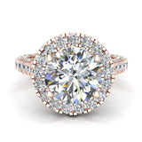 Moissanite Halo Engagement Rings for Women 18k Gold 4.30 carat-G,VS - Rose Gold