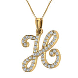 Initial pendant H Letter Charms Diamond Necklace 18K Gold-G,VS - Yellow Gold