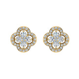 1.60 Ct Unique Diamond Loop Stud Earrings Cluster 18K Gold-G,VS - Yellow Gold