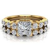 Princess Diamond Solitaire Engagement Ring Set 18k Gold-G,VS - Yellow Gold