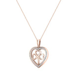 Heart Necklace 14K Gold Diamond Halo with Exquisite Styling-G,I1 - Rose Gold