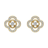 18K Gold Diamond Stud Earrings Flower Shape 0.82 carat-G,VS - Yellow Gold
