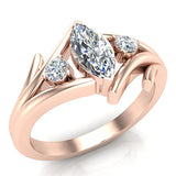 Marquise Cut Bypass Engagement Ring 14K Gold (G,SI) - Rose Gold