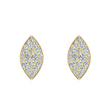 Exquisite Marquise Pave Diamond Stud Earrings 1/2 ct 14K Gold-I,I1 - Yellow Gold