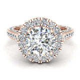 Moissanite round cut diamond halo engagement rings 18K 4.15 ctw VS - Rose Gold