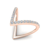 V Shape Fashion Diamond Ring Stackable Bands 0.44 Ct 18K Gold-G,VS - Rose Gold
