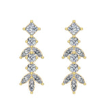 Elegant Stem Leaf Diamond Earrings 14K Gold 3.84 ct-I,I1 - Yellow Gold