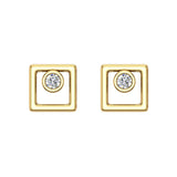 Diamond Earrings Square Shape Studs Bezel Settings 10K Gold-J,SI2-I1 - Yellow Gold