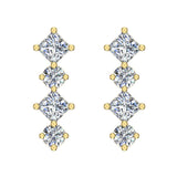 Simplistic Square and Dot Motif Dangle Diamond Earrings 18K Gold 1.64 ct-G,VS - Yellow Gold