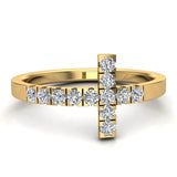 0.25 Ct Sideways Cross Diamond Ring 14k Gold (I,I1) - Yellow Gold