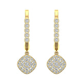 Cushion Diamond Dangle Earrings Dainty Drop Style 14K Gold 0.70 ct-I,I1 - Yellow Gold