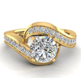 1.00 ct Solitaire Diamond Engagement Rings Intertwined Loop 14K Gold-F,VS - Yellow Gold
