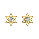 Diamond Earrings Star Shape 6-point Studs Bezel Settings 10K Gold-J,SI2-I1 - Yellow Gold