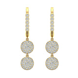 Circle Diamond Dangle Earrings Dainty Drop Style 14K Gold 1.22 ct-G,SI - Yellow Gold