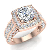 Round Diamond Square Halo Engagement Rings 14k Gold 2.20 ct GIA-SI - Rose Gold