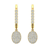 Oval Diamond Dangle Earrings Dainty Drop Style 14K Gold 0.70 ct-I,I1 - Yellow Gold